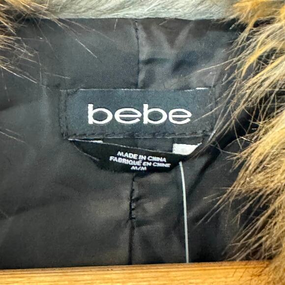 Bebe Glam Faux Fur Coat Women’s M Natural Brown Tan Jacket NWT Winter Holiday - Picture 11 of 15